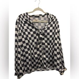 Tatyana Black and White Checkered Button Down Shirt